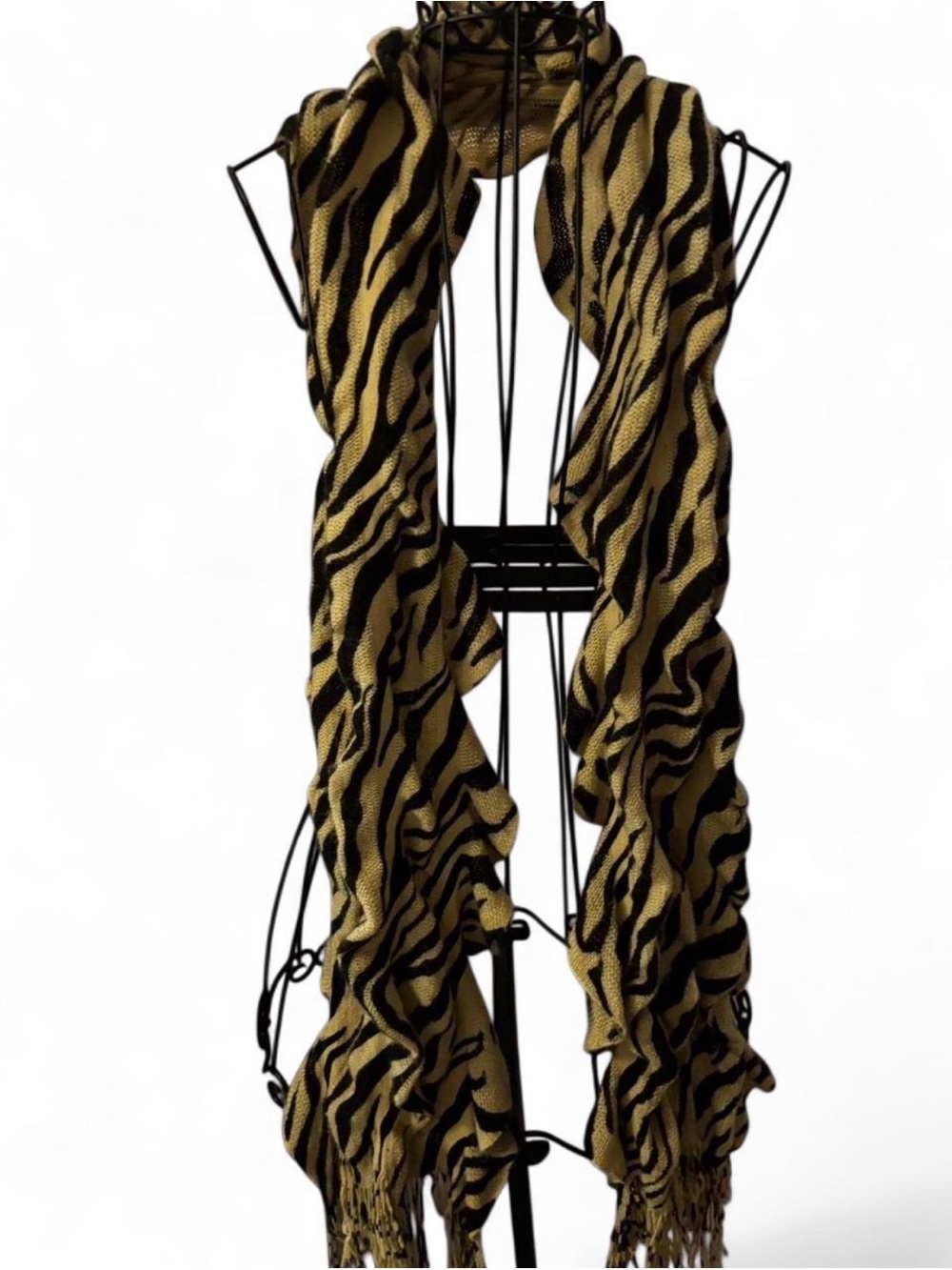 Women’s Y2K Black & Tan Zebra Print Scarf